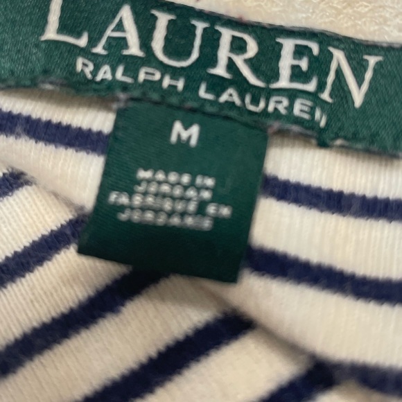 Women’s Lauren Ralph Lauren Long Sleeve Suede Patch Striped Shirt Size XL - Picture 3 of 3